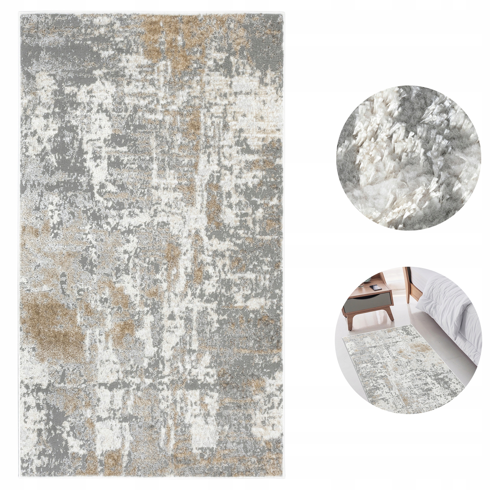 Koberec Moderní koberec 67x120 cm Prostírání Šedý Koberec Běhoun do ložnice Loft