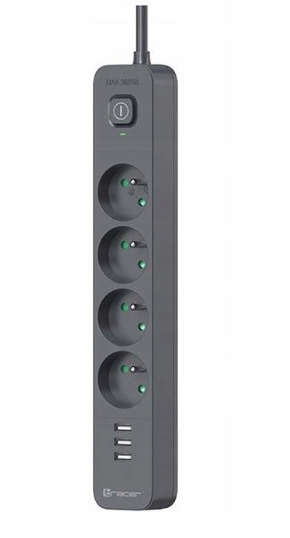 Listwa zasilająca antyprzepięciowa Power Line+ mobile ready 1.5m 4 gniazda