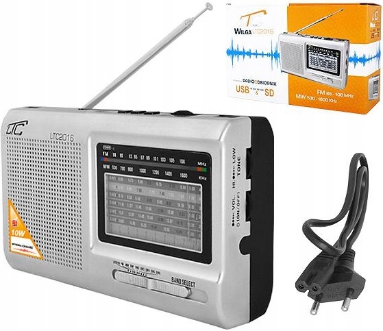 

Małe Radio Przenośne Wilga 2016/USB Srebrne Ltc