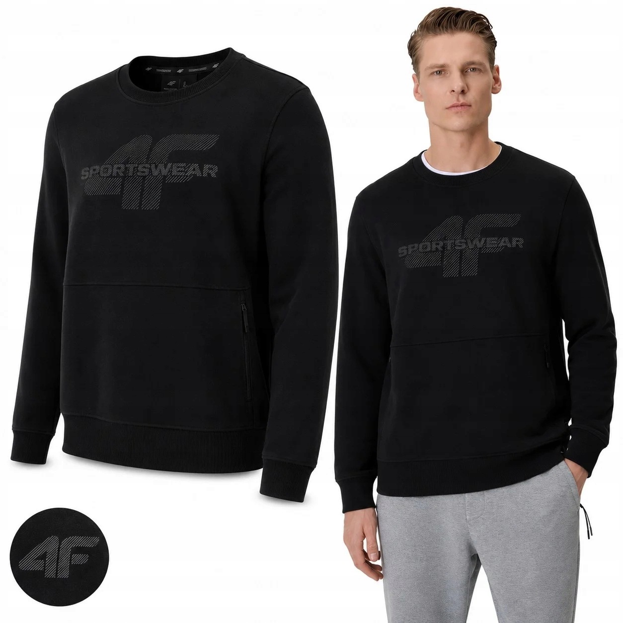 Bluza 4F tswsm2237 męska bez kaptura sweatshirt z nadrukiem sport L