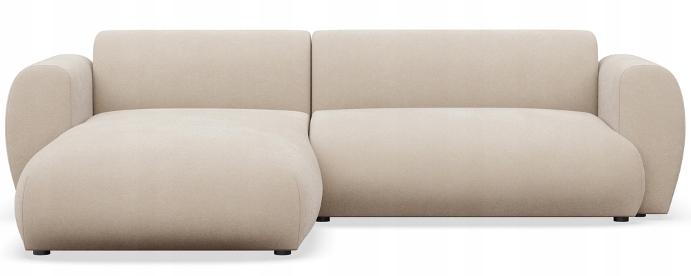 Rohová Sedací Souprava s funkcí spaní Emia, elegantní krémová žinylka Easy Clean