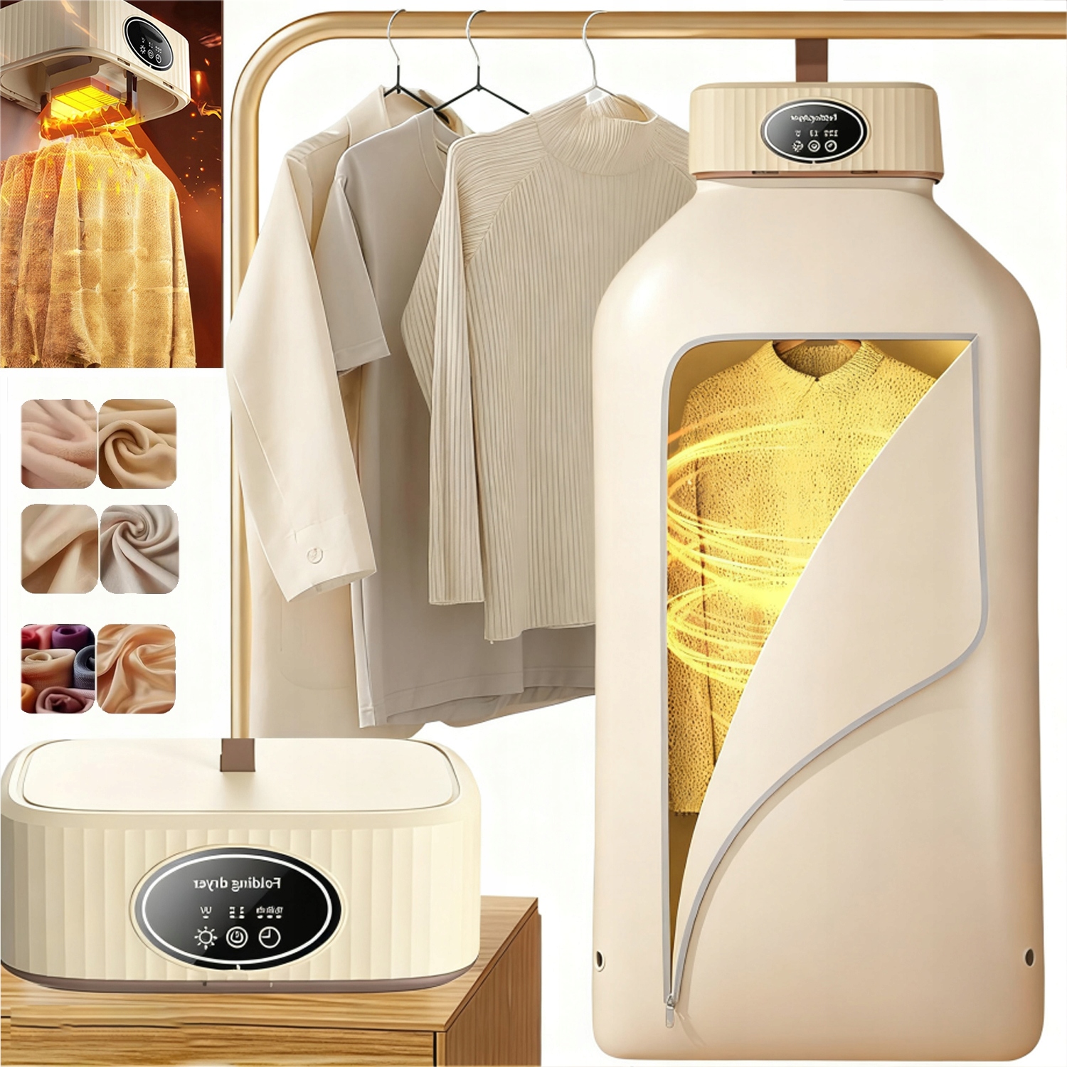 Levně 600W Elektrický Sušák Na Prádlo Inteligentní 360° Sterilizace Skládací