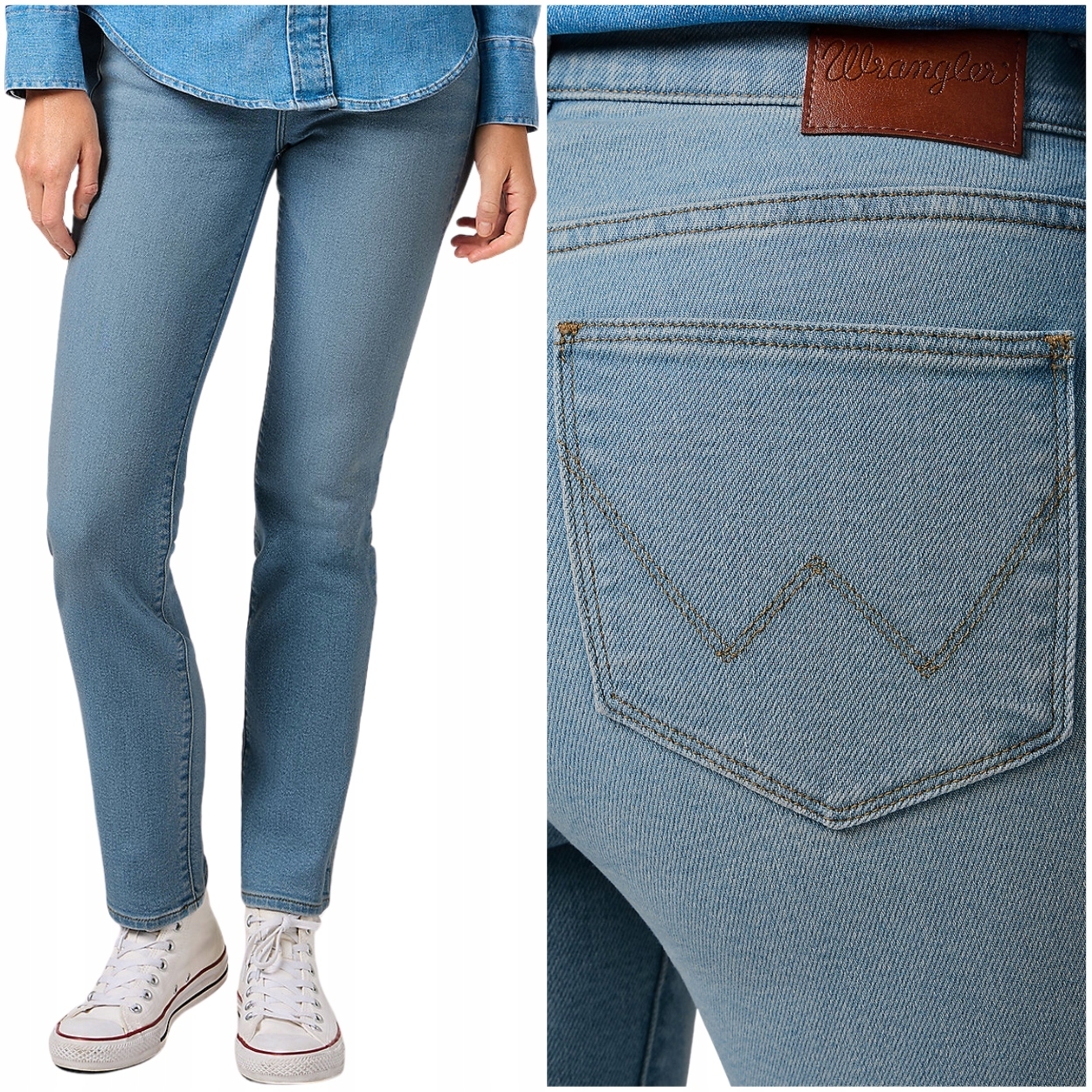 Wrangler Slim Steamy světlé rovné dámské vysoké džínové kalhoty W32 L32