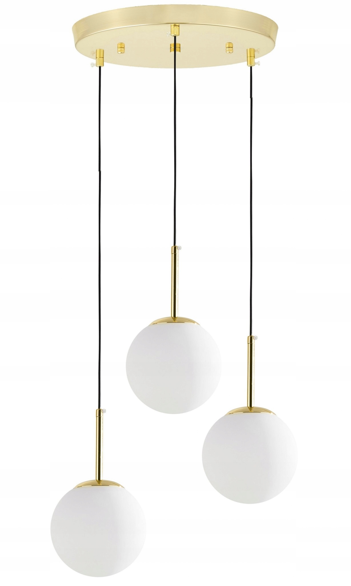 Lampa Wisząca Sufitowa Złoto Klasyczne Potrójna 3 Białe Kule Led Fredica W3