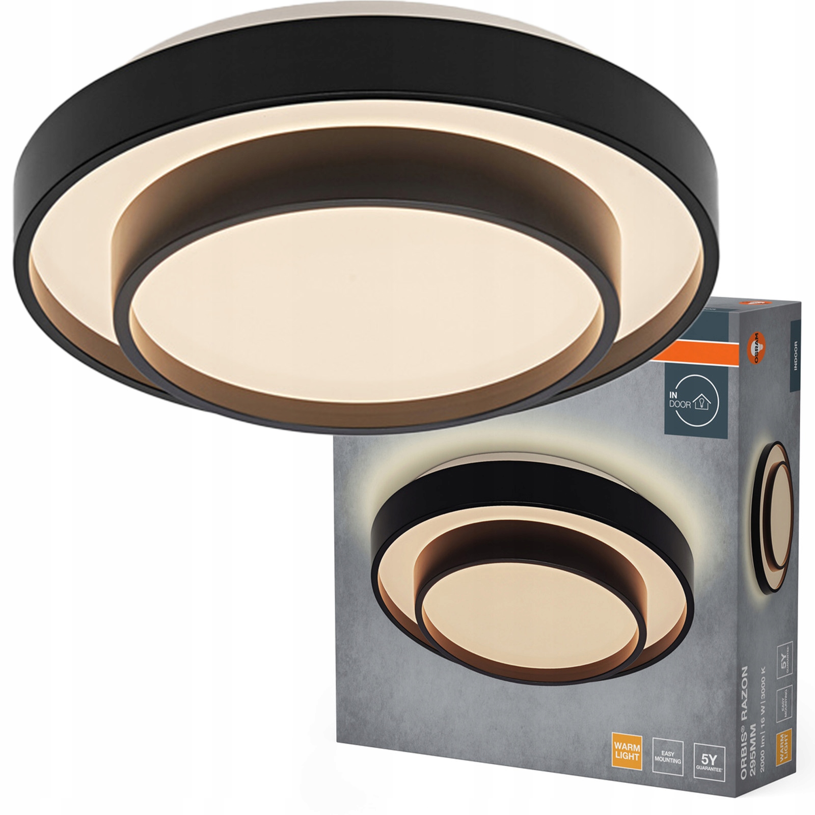 Stropní Svítidlo Led nástěnné svítidlo 16W 1000lm 3000K Teplá černá Orbis Osram