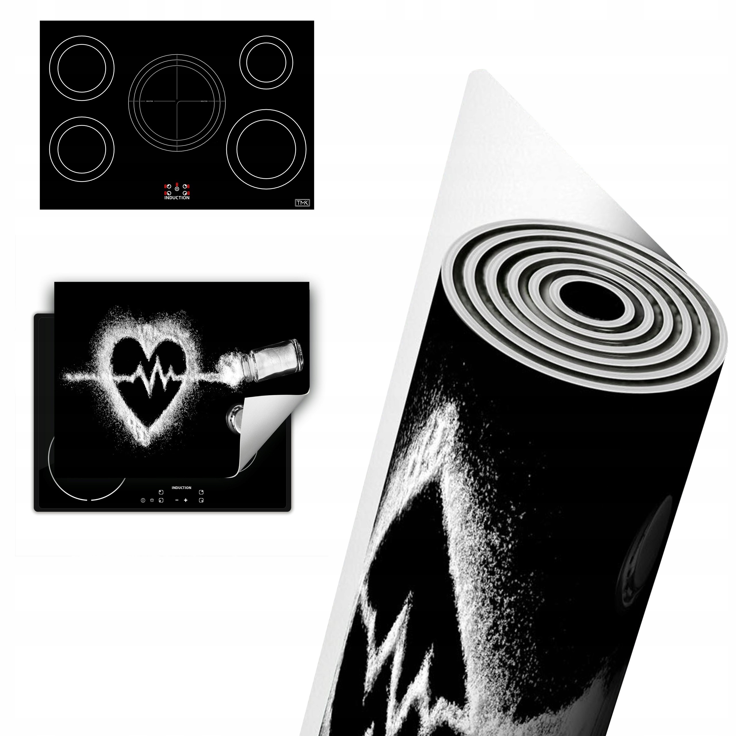 Vinylová Ochranná Deska Na Indukci 80x52 černá srdce