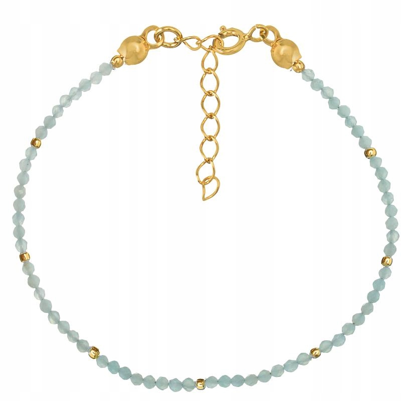 Stříbrný pozlacený náramek Amazonit 15 cm