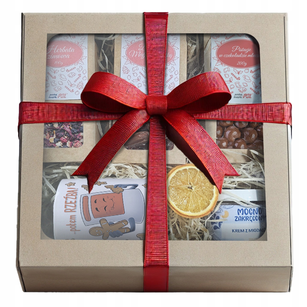 Levně Dárková Sada Vánoční Čaj Pistácie Hrnek Krém Koš Box Kol-Pol