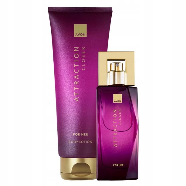 AVON WODA PERFUMOWANA ATTRACTION CLOSER DLA NIEJ 50 ML + BALSAM