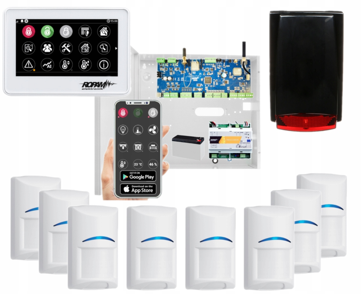 Ropam NeoLTE Zestaw Alarm Wifi App 8x Bosch Syrena