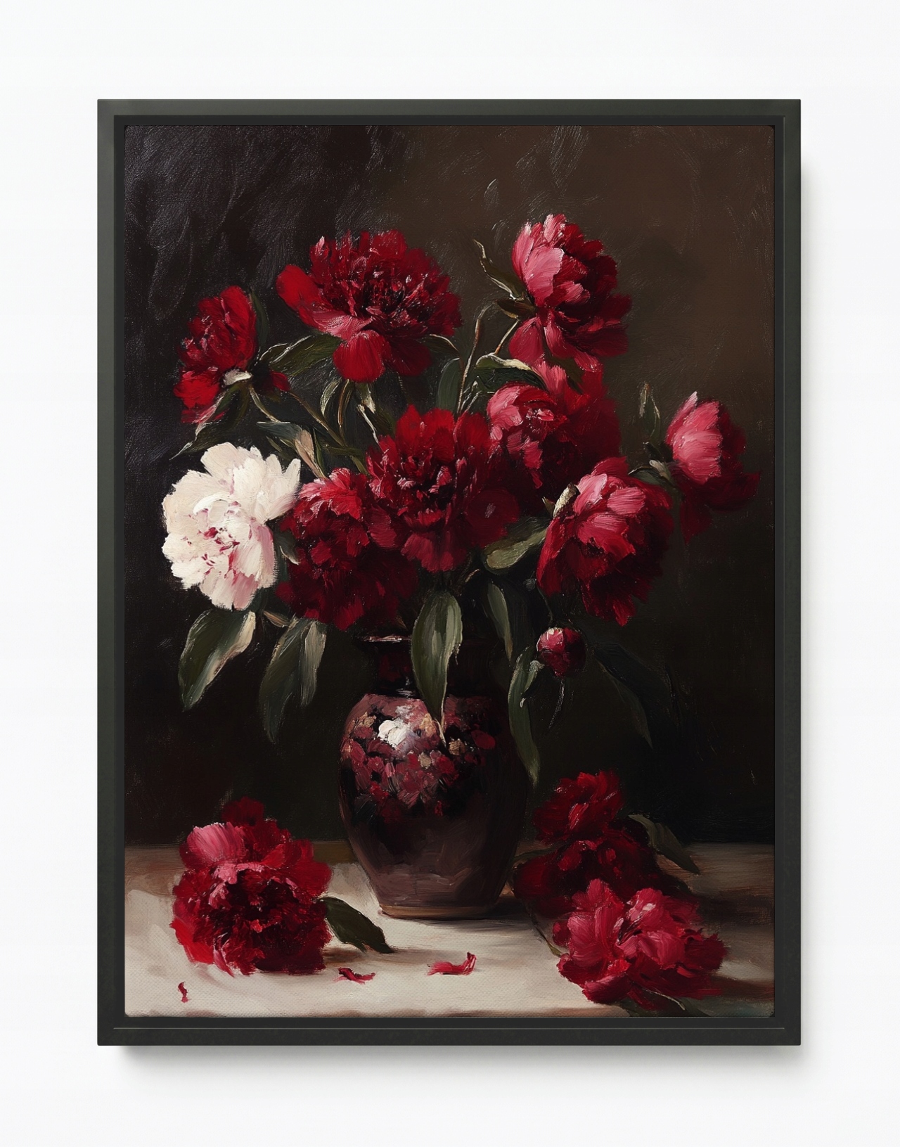 Obraz Rama American Box Dekorácia Kvety Kytica Váza Peonie Piwonie 60x80