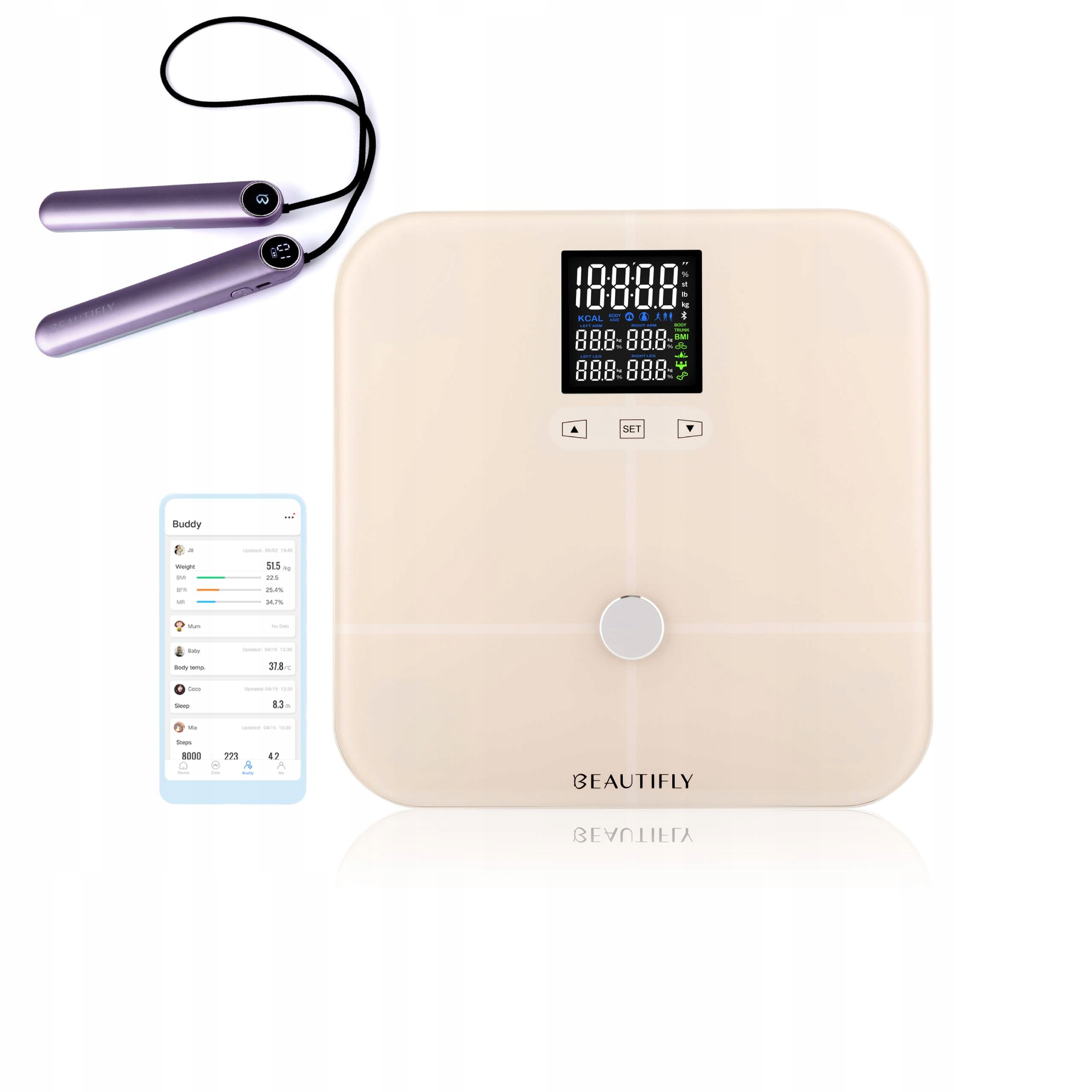 Elektronická váha Beautifly Scanner Smart App Sklo 180 kg Masážní Přístroj