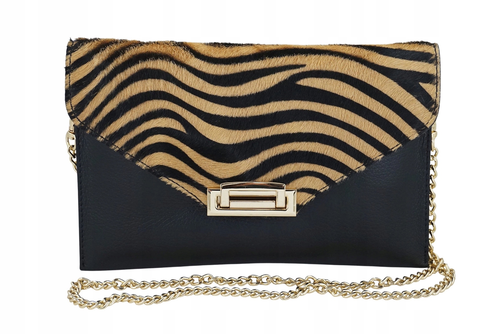 Večerní kožená psaníčko s módním potiskem černá zebra