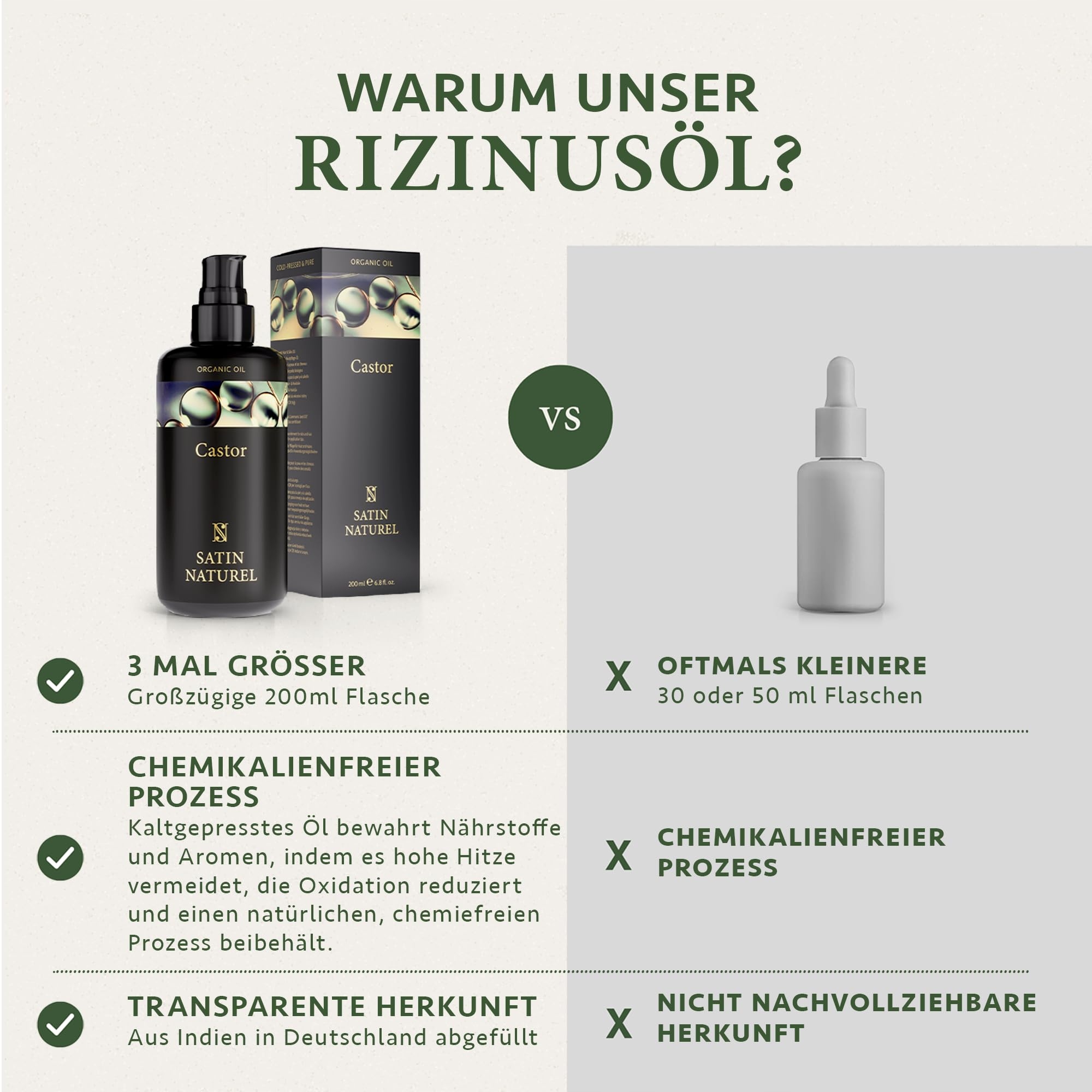 SATIN NATUREL Olej Rycynowy Bio Zimnotłoczony Do Włosów Rzęs Brwi 200ml — miniatura 9