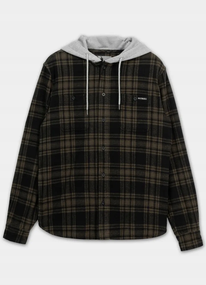 Pánská flanelová košile s kapucí Pitbull Woodson bavlna pro každodenní nošení L
