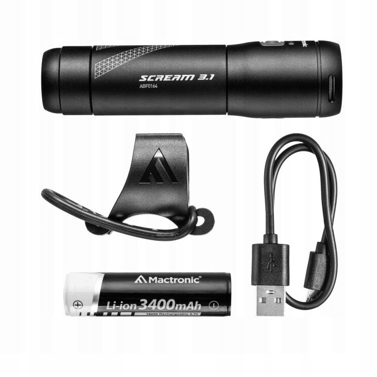 Cyklistická lampa Mactronic Scream 3.1 Svítilna Držák na řídítka Akumulátor