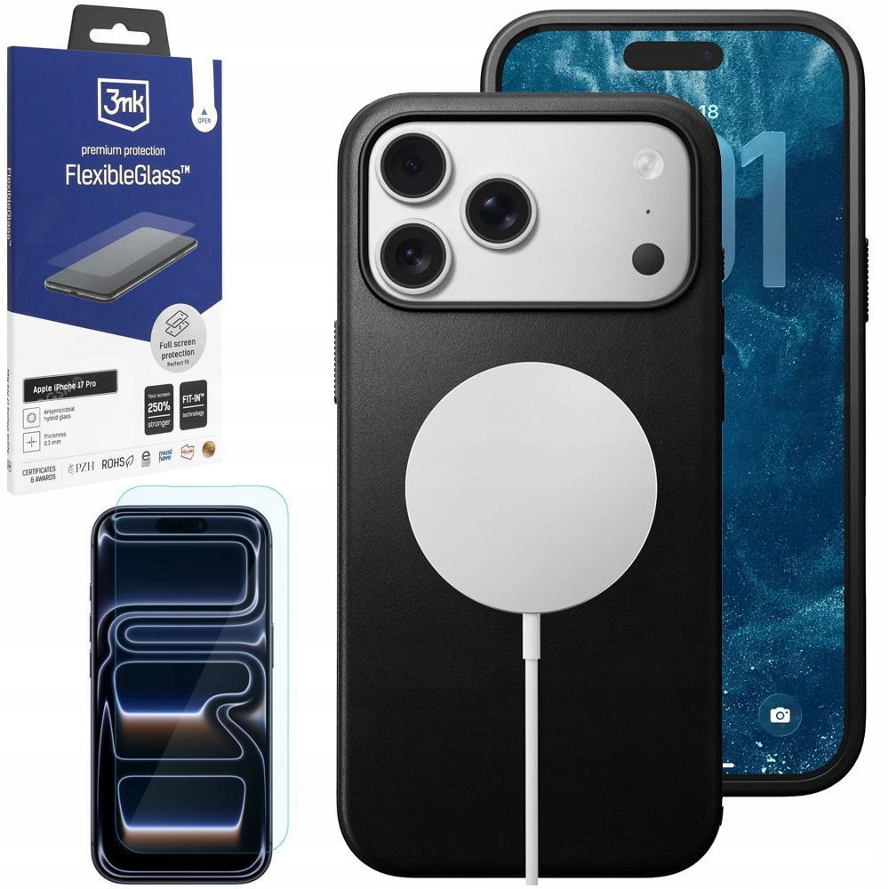 Kožené puzdro Nomad MagSafe Leather Case Sklo 3mk pre Apple iPhone 17 Pro