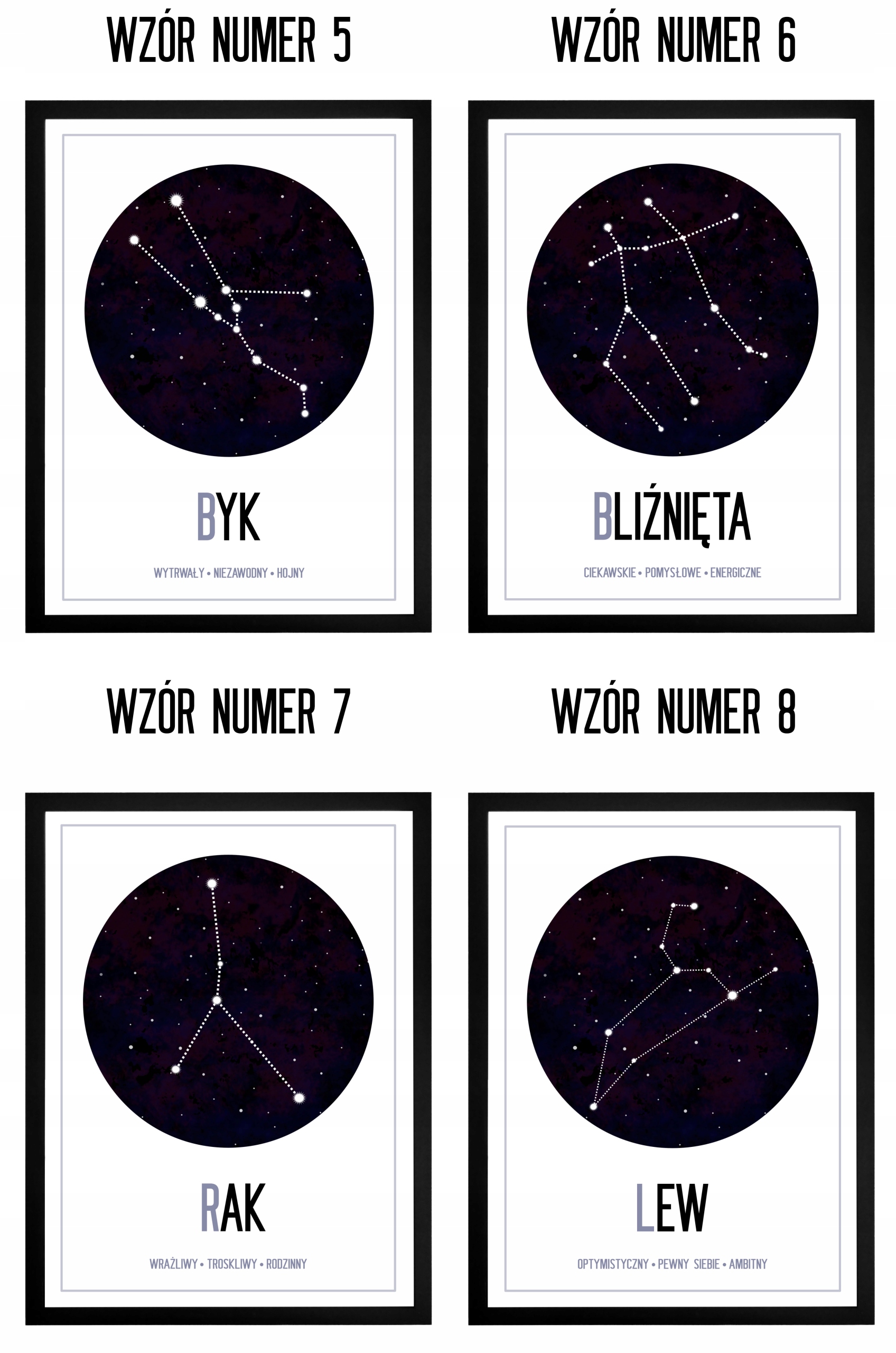 PLAKAT A3 ZNAKI ZODIAKU HOROSKOP RAMA PREZENT Rodzaj w ramie