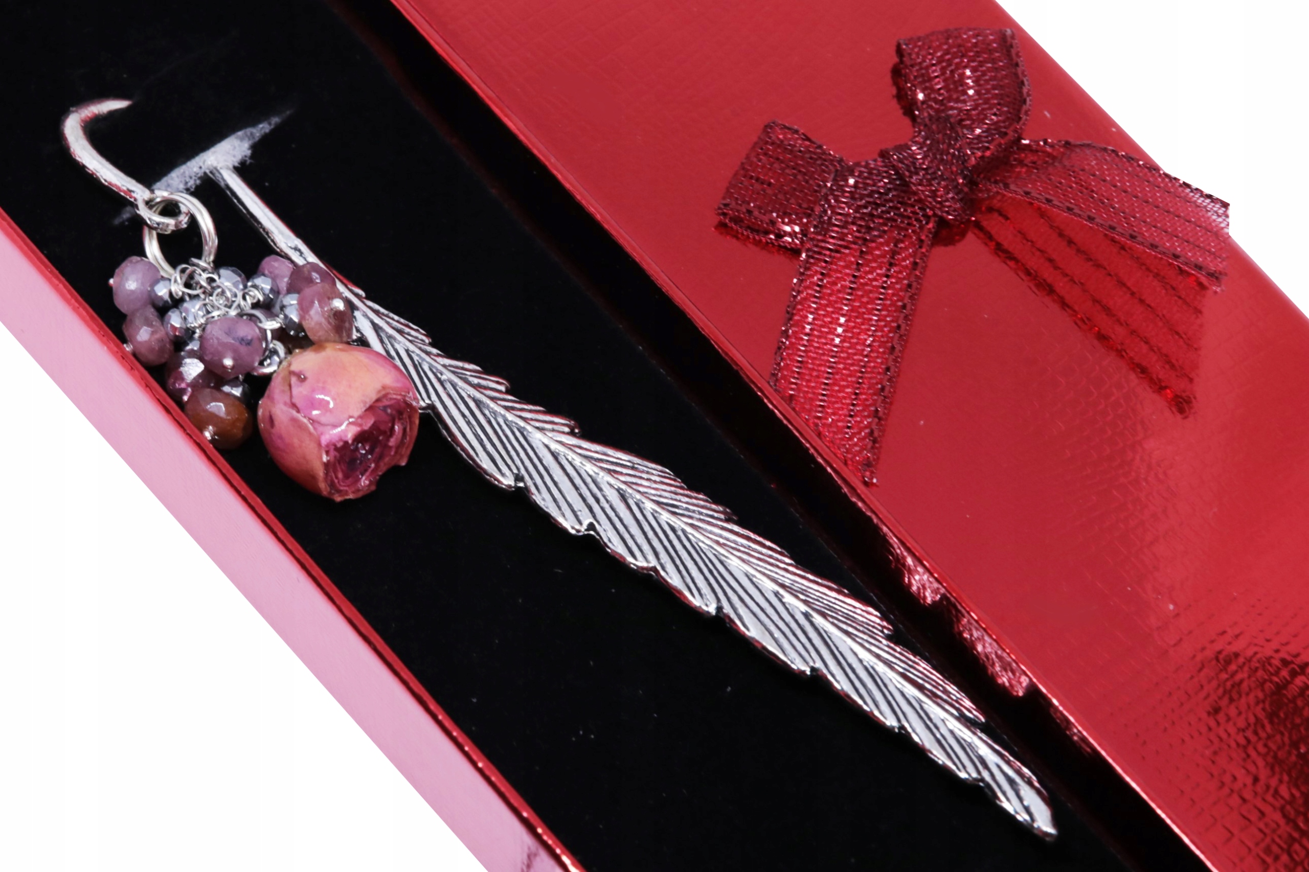 Záložka Do Knihy přírodní růže turmalín Premium s krabičkou