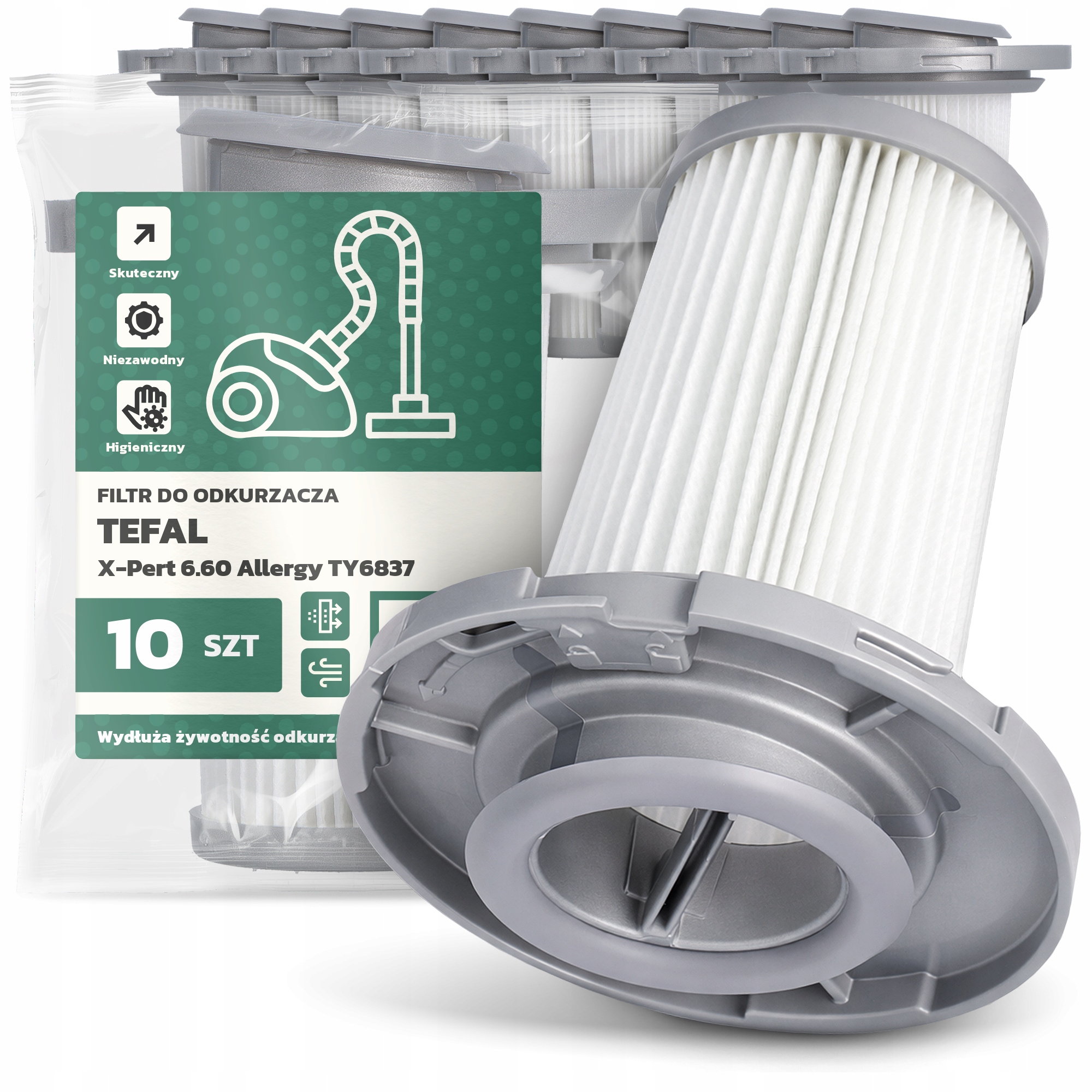 10 x Filtr Pro Vysavač Tefal X-Pert 6.60 Allergy TY6837 Em-w