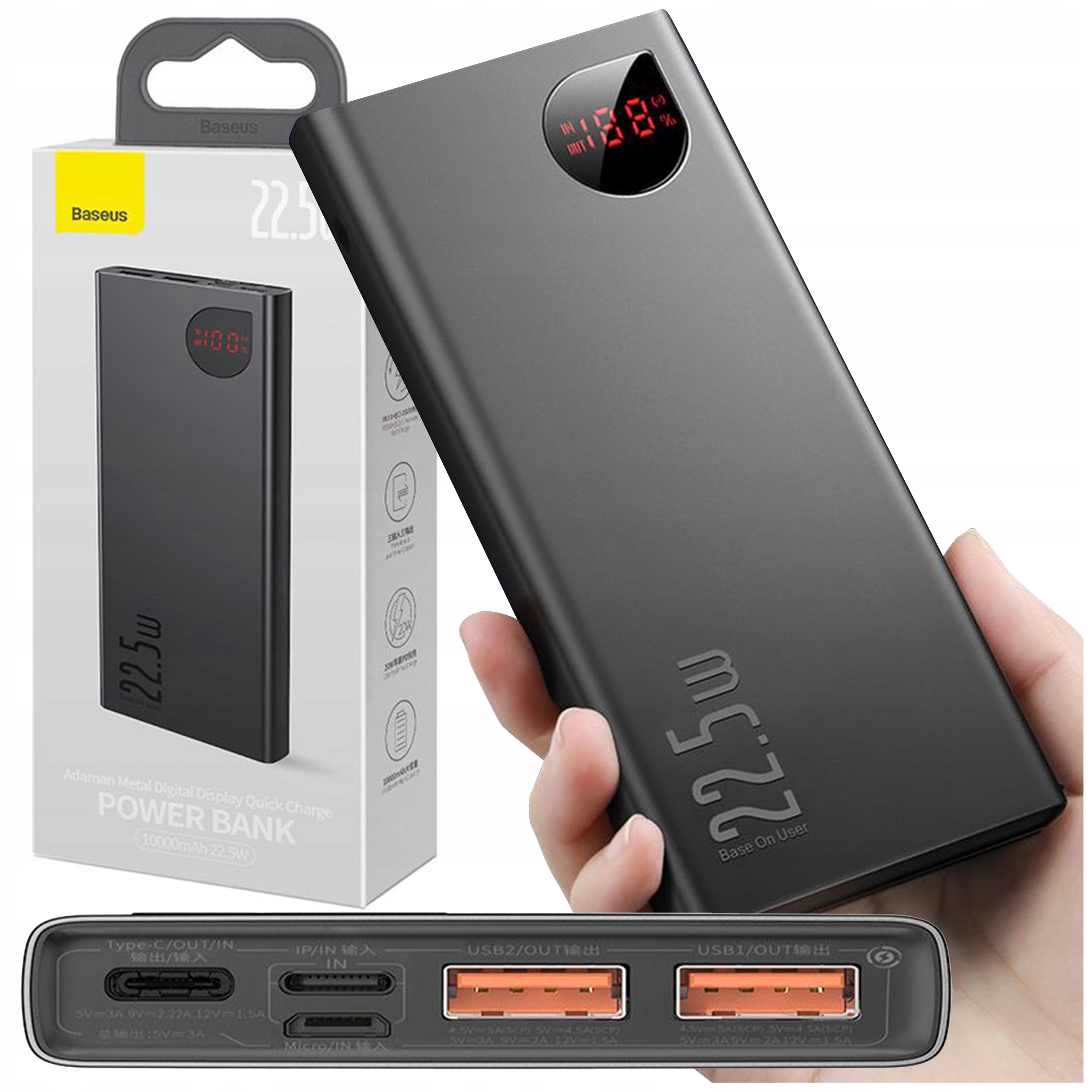 Powerbanka Baseus 10000 mAh 22.5W Rychlé Nabíjení Usb-c Lightning Micro