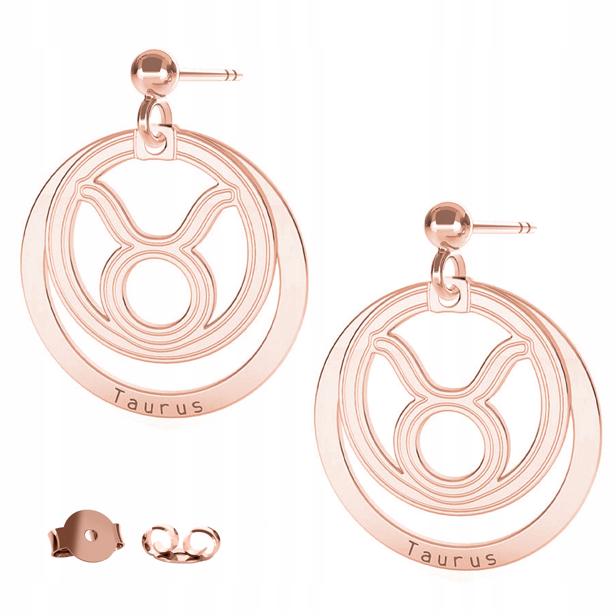 Náušnice Znamení Zvěrokruhu Býk růžové zlato 925