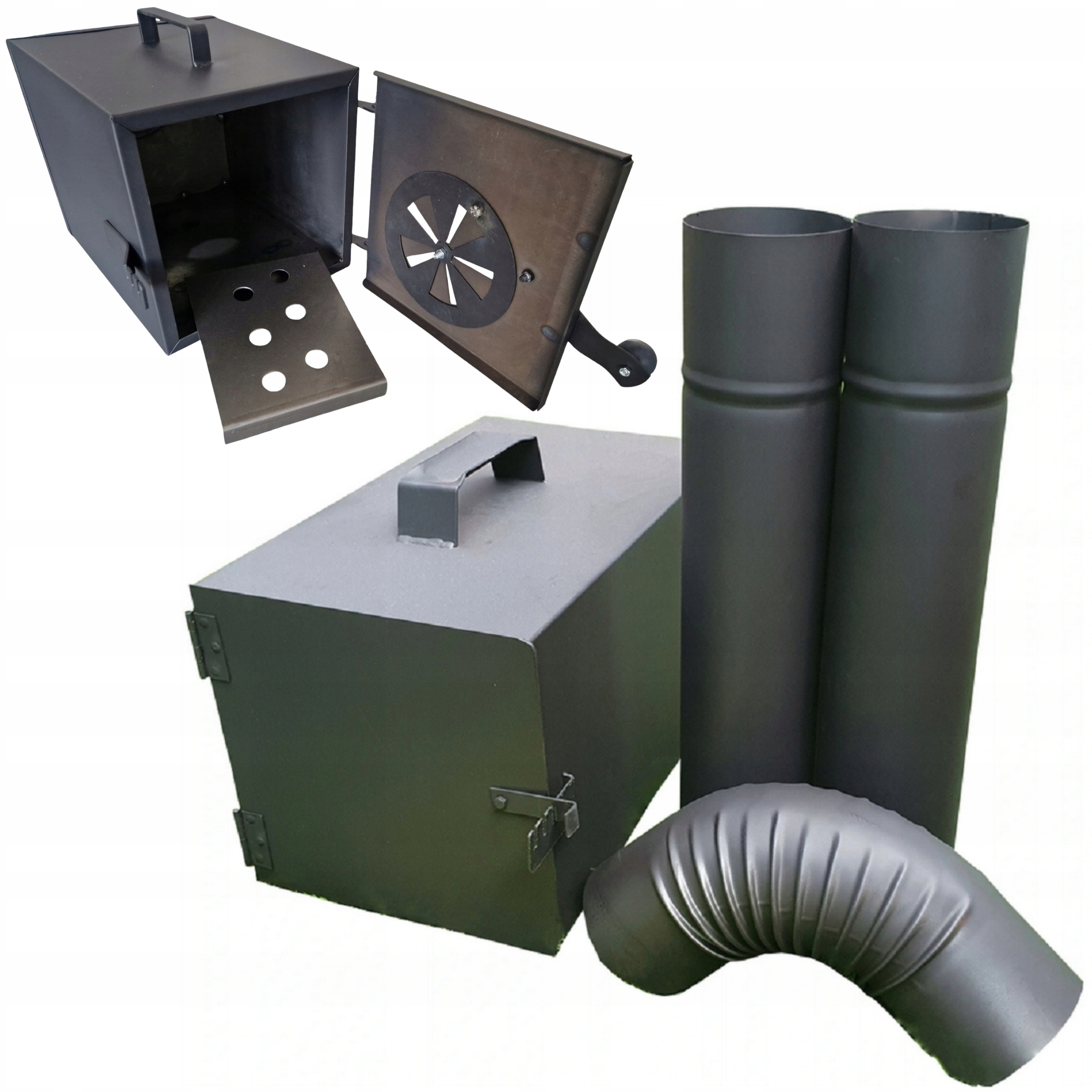 Kovové ohnisko pre udiareň Sušiareň Nastaviteľné Udiareň Čierna 30x40 cm