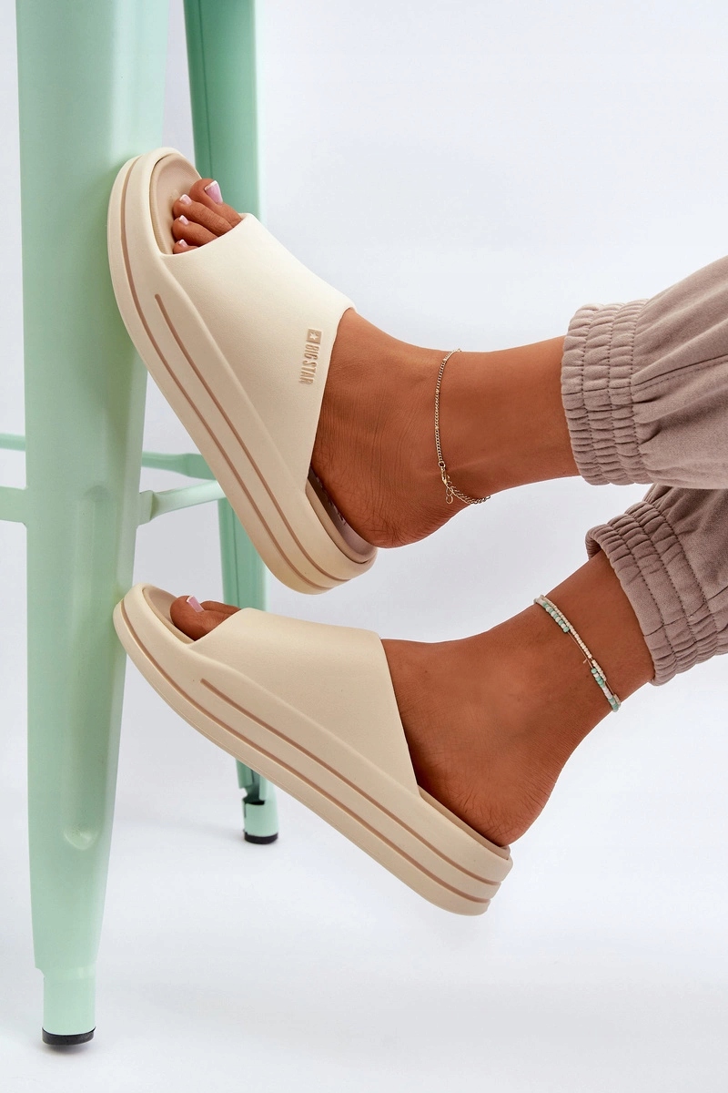 KLAPKI DAMSKIE NA PLATFORMIE BIG STAR NN274A034 BEŻOWE 40 Wzór dominujący bez wzoru