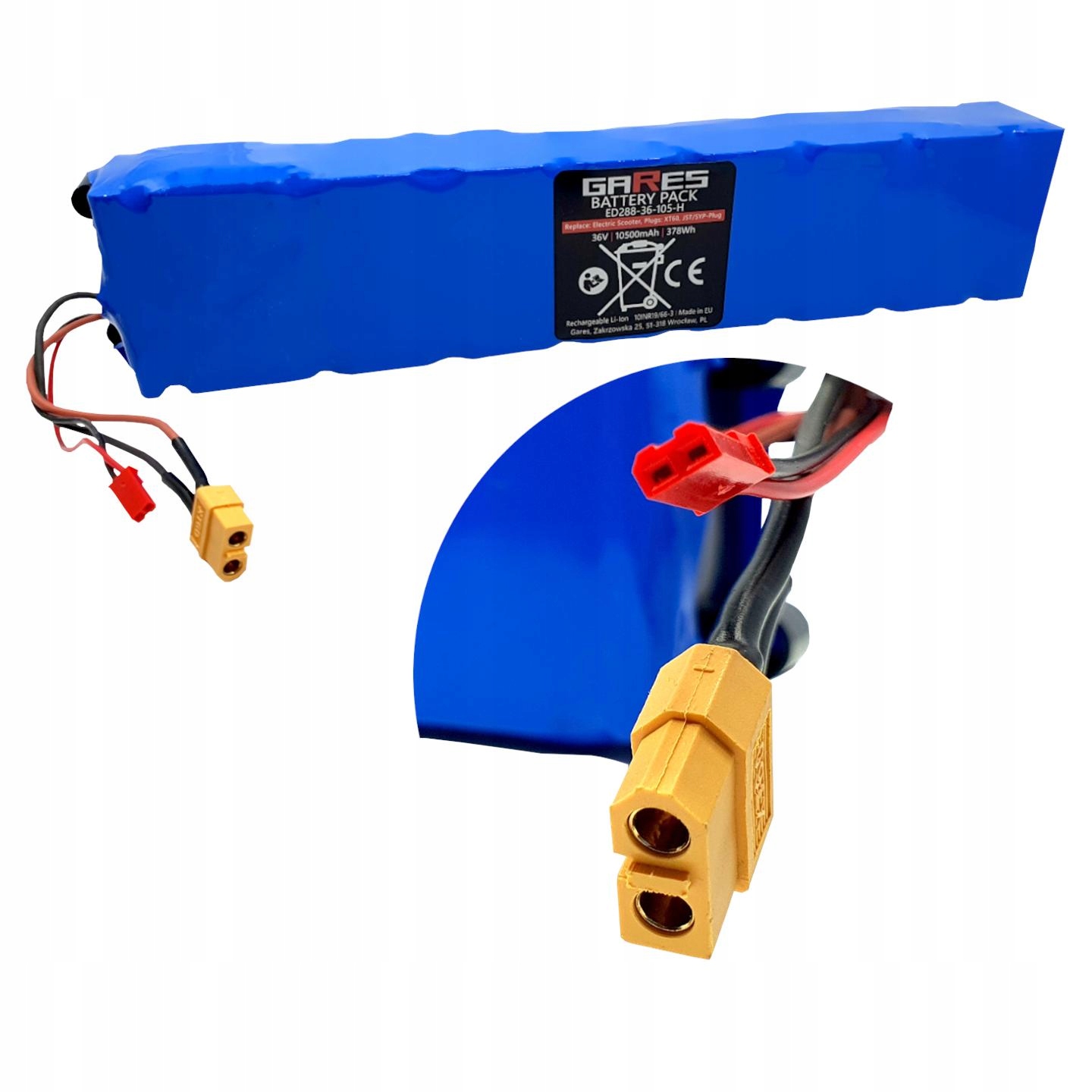 Bateria Akumulator uniwersalna do hulajnogi elektrycznej, 36V 10.5Ah, XT60