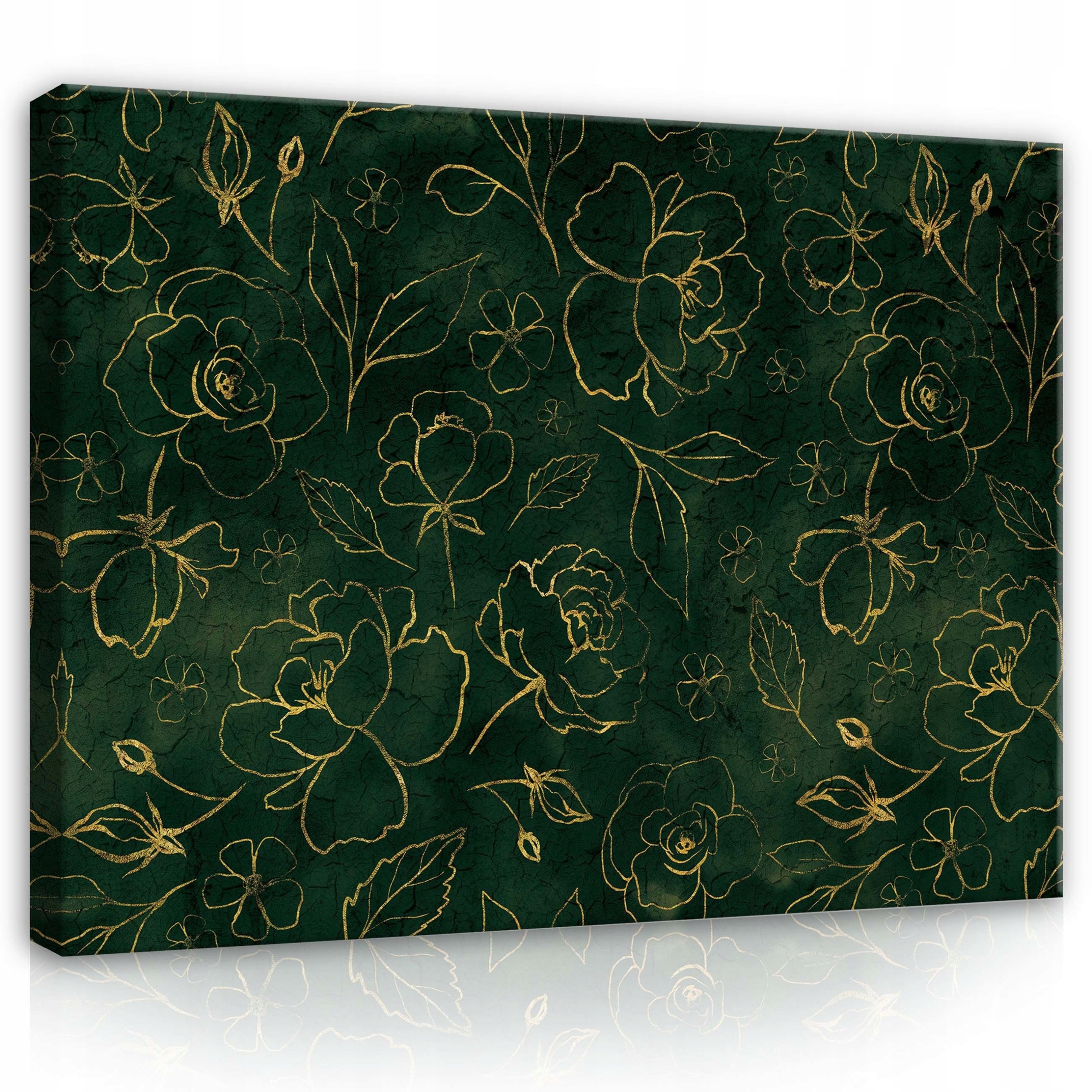 Obraz 100x75 Zlaté květy tmavé pozadí elegantní vzor luxusní motiv flóra