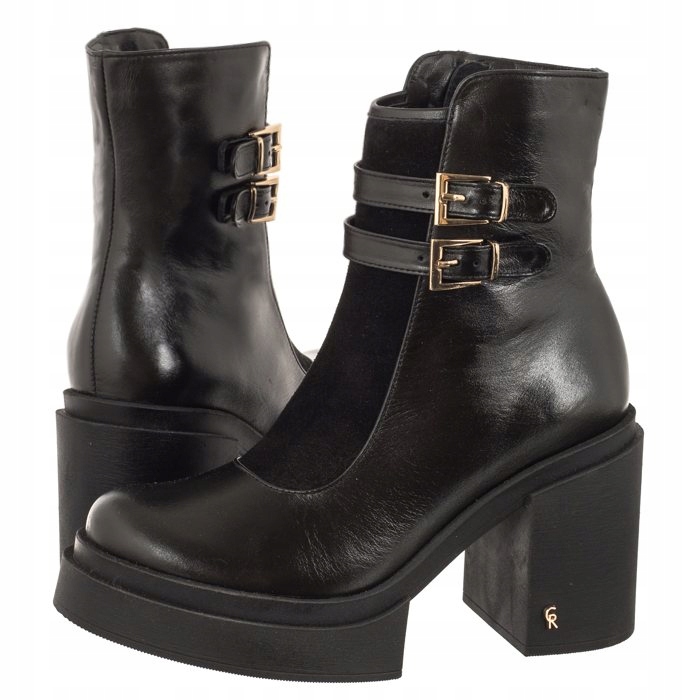 Boty Kotníkové Boty Kožené Dámské Carinii Černé B9239