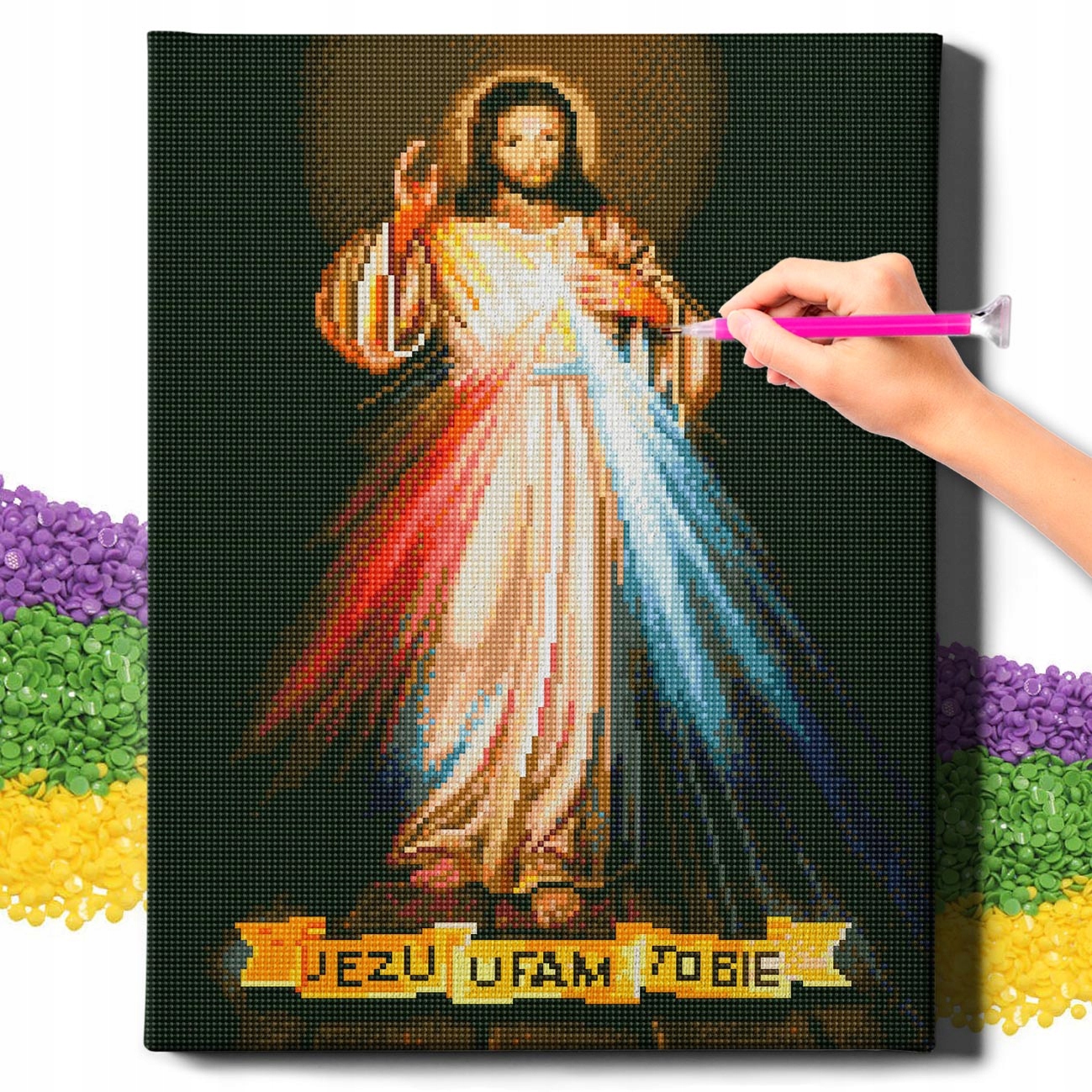 Diamond Painting 5D s Ramou Výšivka Diamantová Velký Ježíš Mozaika 40x50 cm