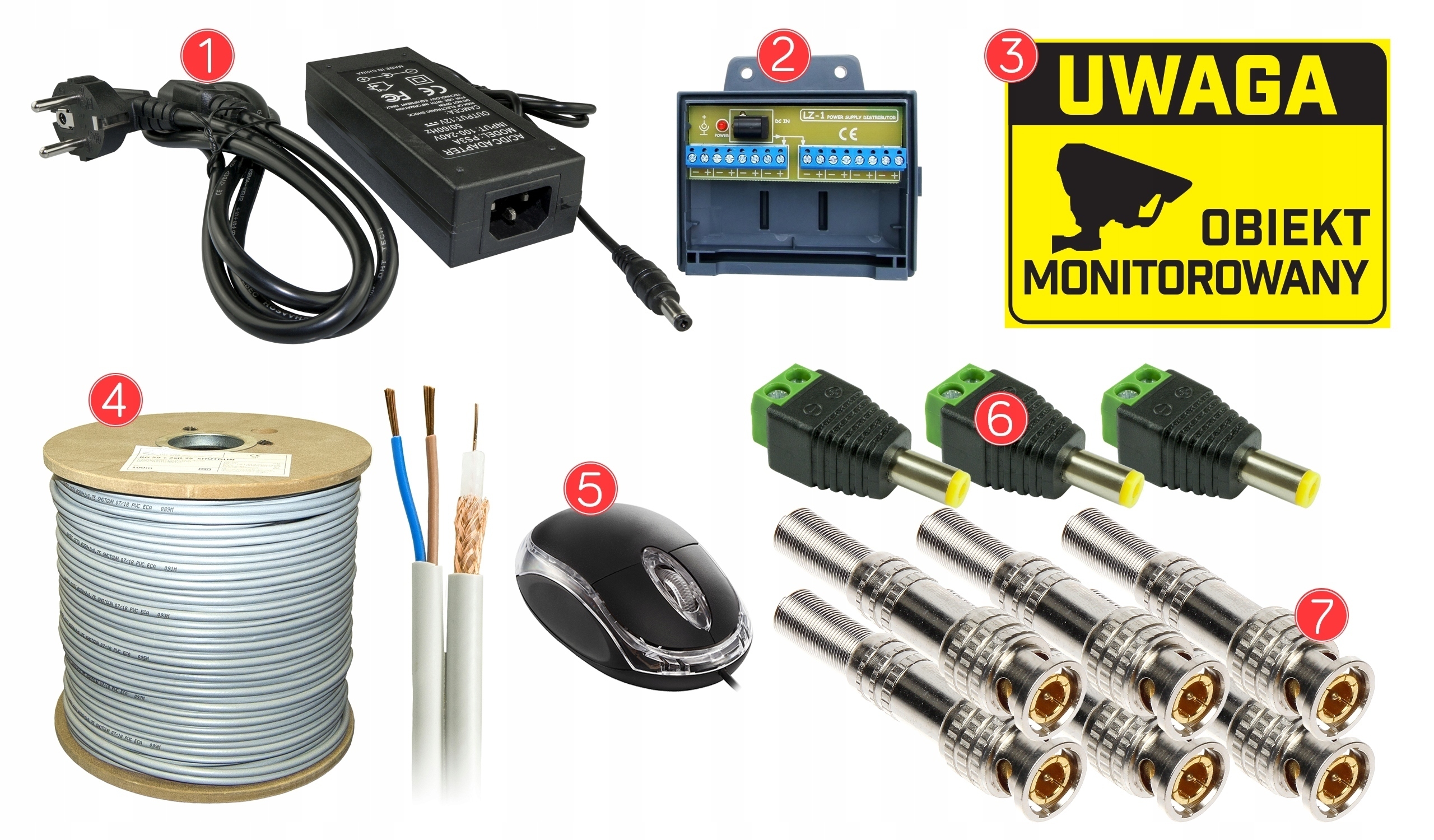 ZESTAW DO MONITORINGU 3 KAMERY MOCNY OBRAZ W NOCY Obiektyw stałoogniskowy