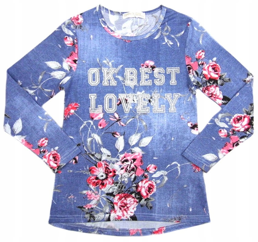 

dziewczęca bluzka w kwiaty 2108 *lovely* 10A szara