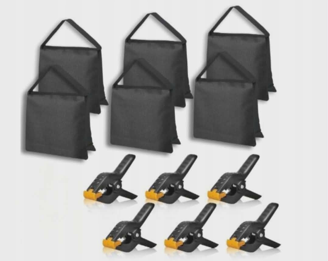 6 x Sáček Na Písek Zátěž Emart 6 Kusů Černý Pružinové Svorky