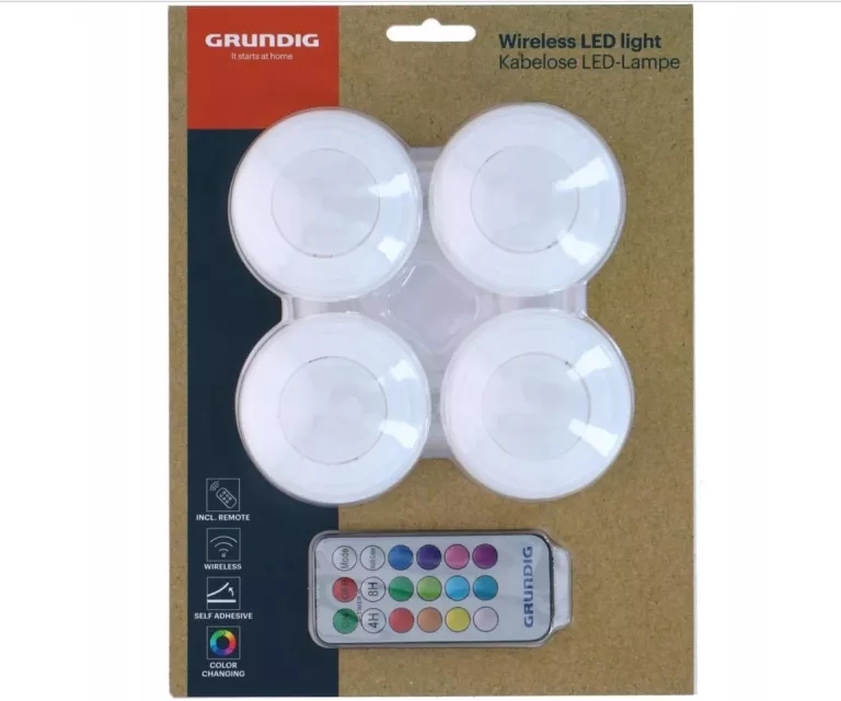 Bezprzewodowe reflektory LED ZMIEJĄCE KOLOR lampy LED NA PILOTA Grundig