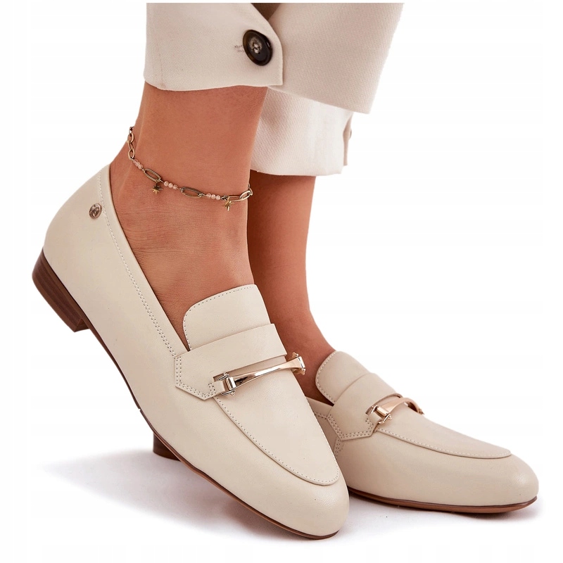 Dámské Polobotky Mokasíny Z Přírodní Kůže Maciejka K6809-04 Béžové 37