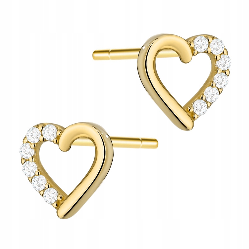 Zlaté Náušnice Dámské pr. 585 Srdíčka Srdíčka s zirkony 14k