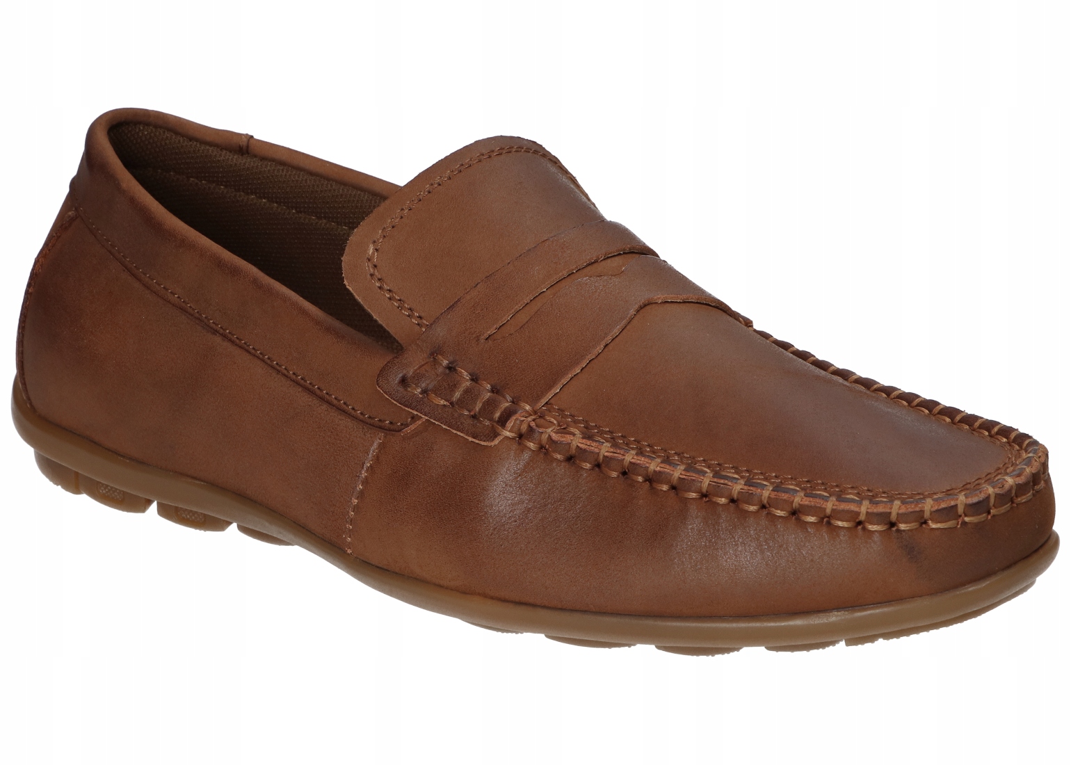 American Club CY193 Mokasíny Polobotky Pánské Kožené Boty Hnědá 42