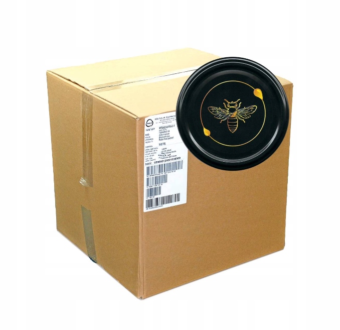 Karton nakrętek wieczka na miód duże 660szt fi82 KND81 czarna pszczoła