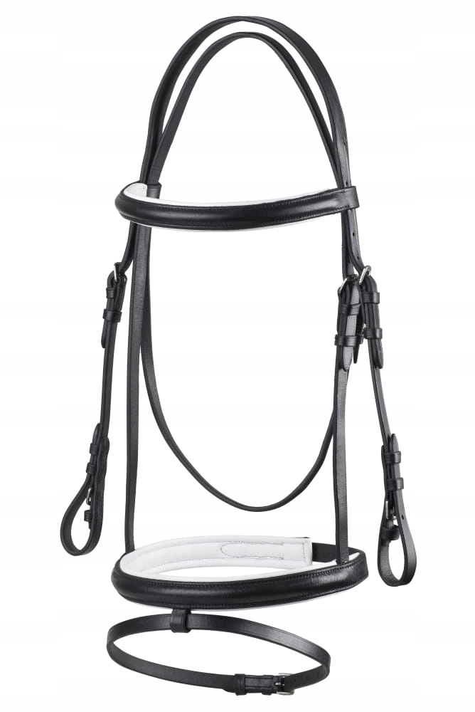 Ogłowie dla kucyka Start Simple proste klasyczne czarne/białe Shetty