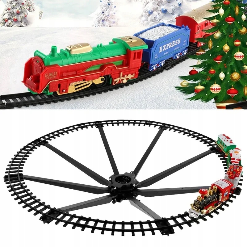 Christmas Tree Decoration Train Track Frame Railway Car with Sound&Light