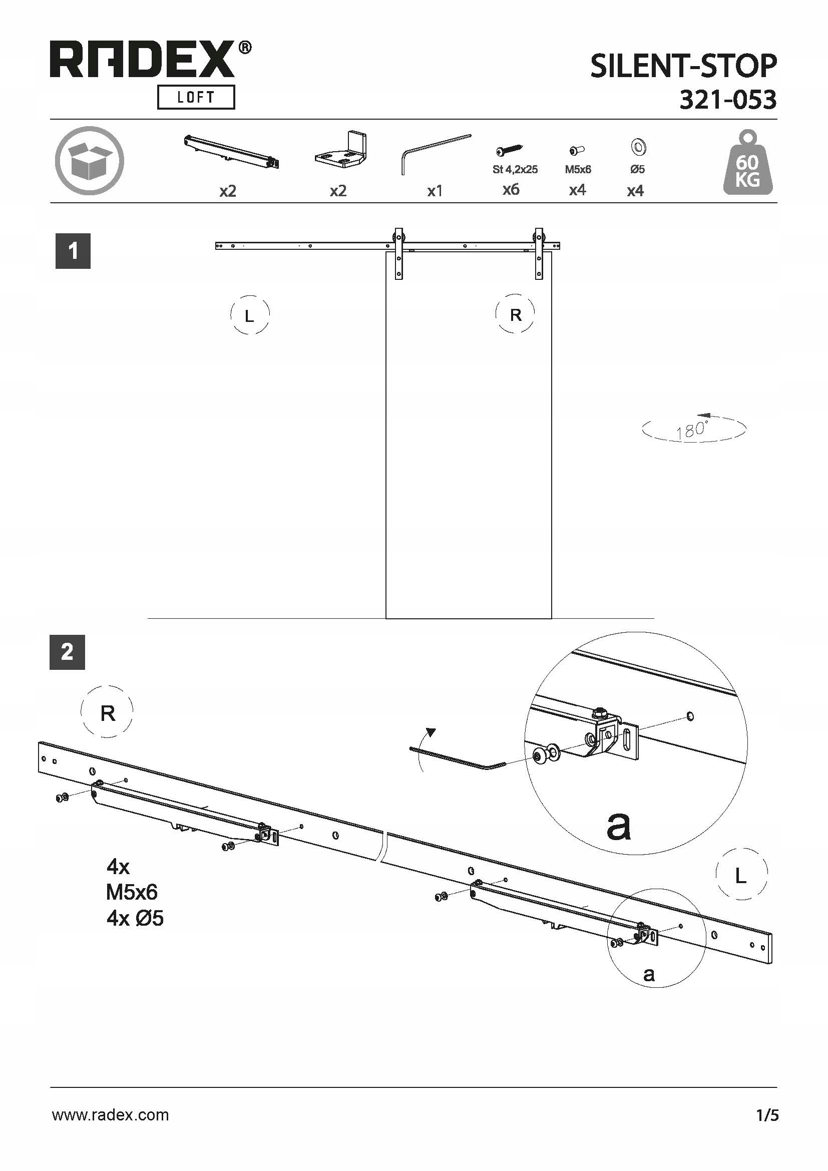 DOMYKACZ DESIGN LINE SET 2 SZT (321-053) Kolor czarny