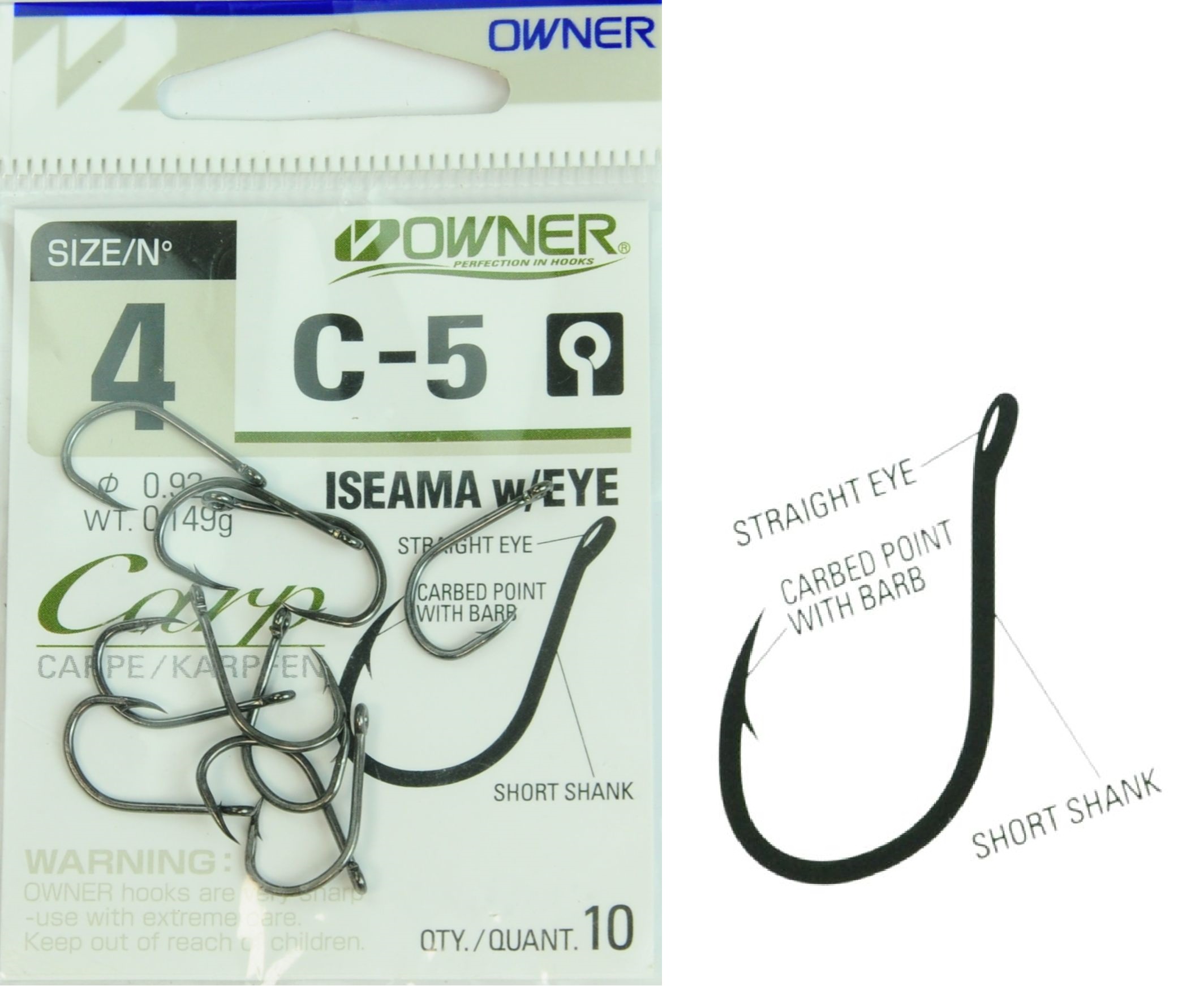 Nr 4 Haczyki Owner C-5 Carp Iseama Karpiowe Kuty Hi-carbon