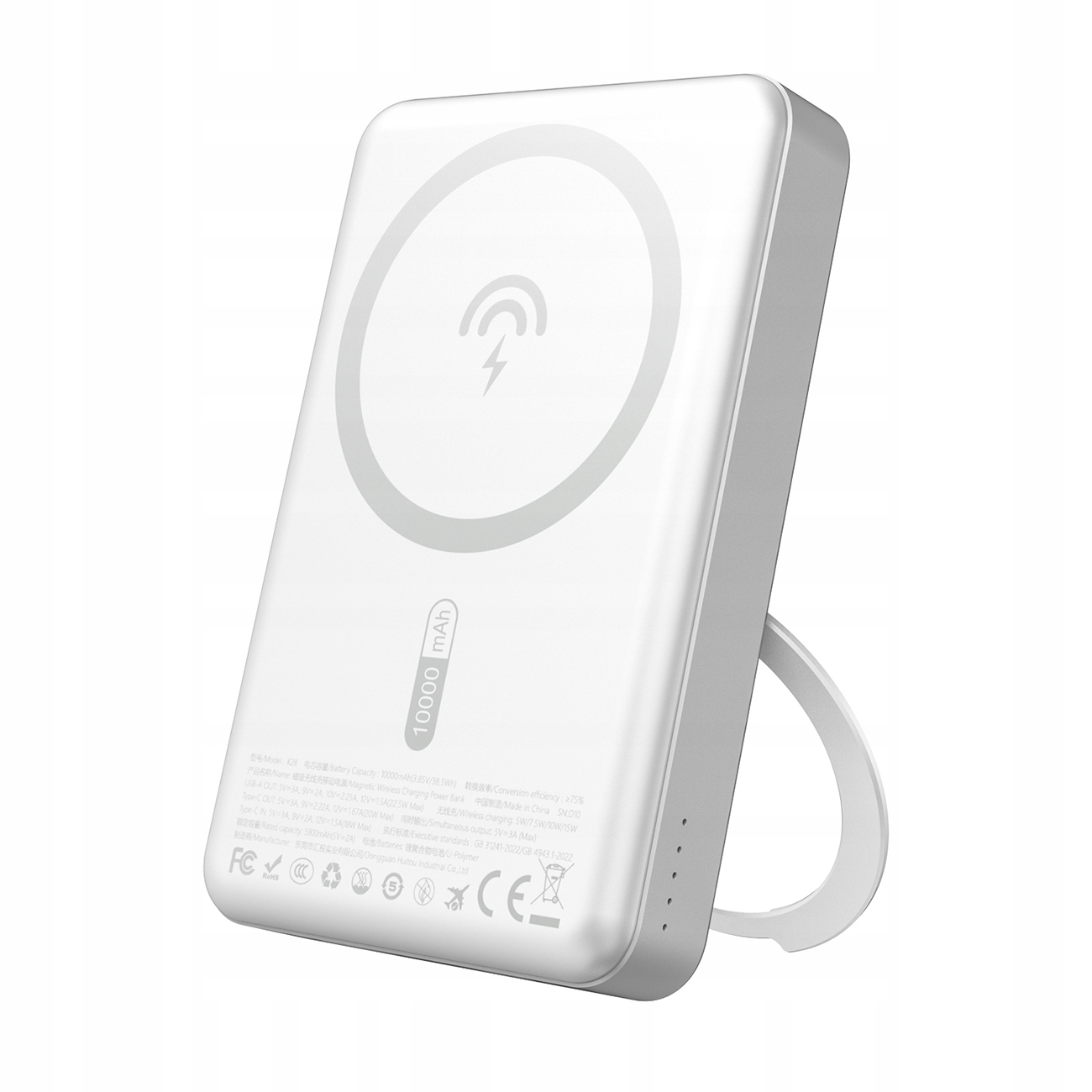 Powerbanka K28 10000mAh s MagSafe s kovovým krytem a stojánkem Pd 22.5W stříbrná