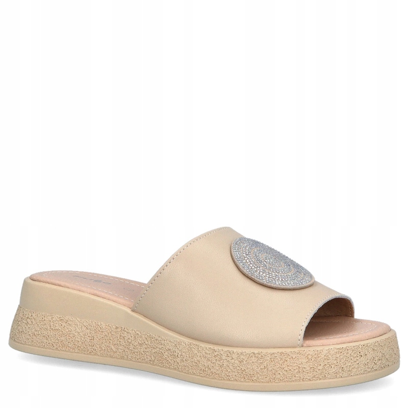 Kožené nazouváky na platformě Filippo DK6987/25 Béžové 36