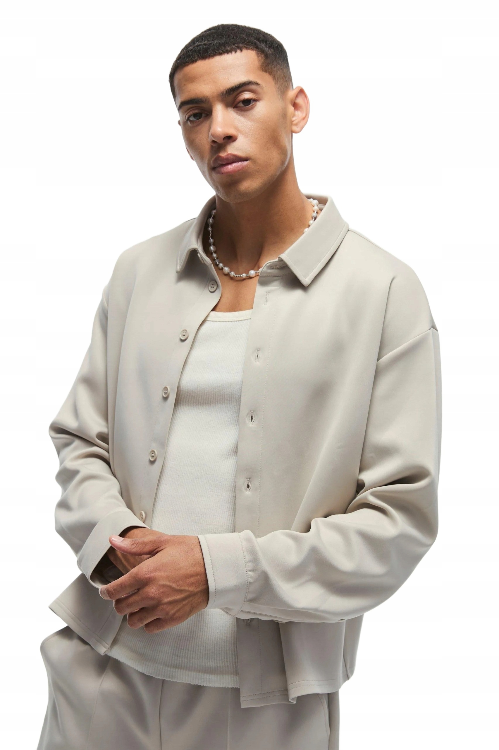 Boohooman Pánská Košile Casual Béžová S Dlouhým Rukávem, Velikost Z3A