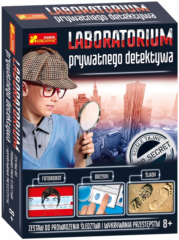 ZESTAW LABORATORIUM PRYWATNEGO DETEKTYWA ŚLEDZTWO PREZENT DLA 8 9 10 LATKA