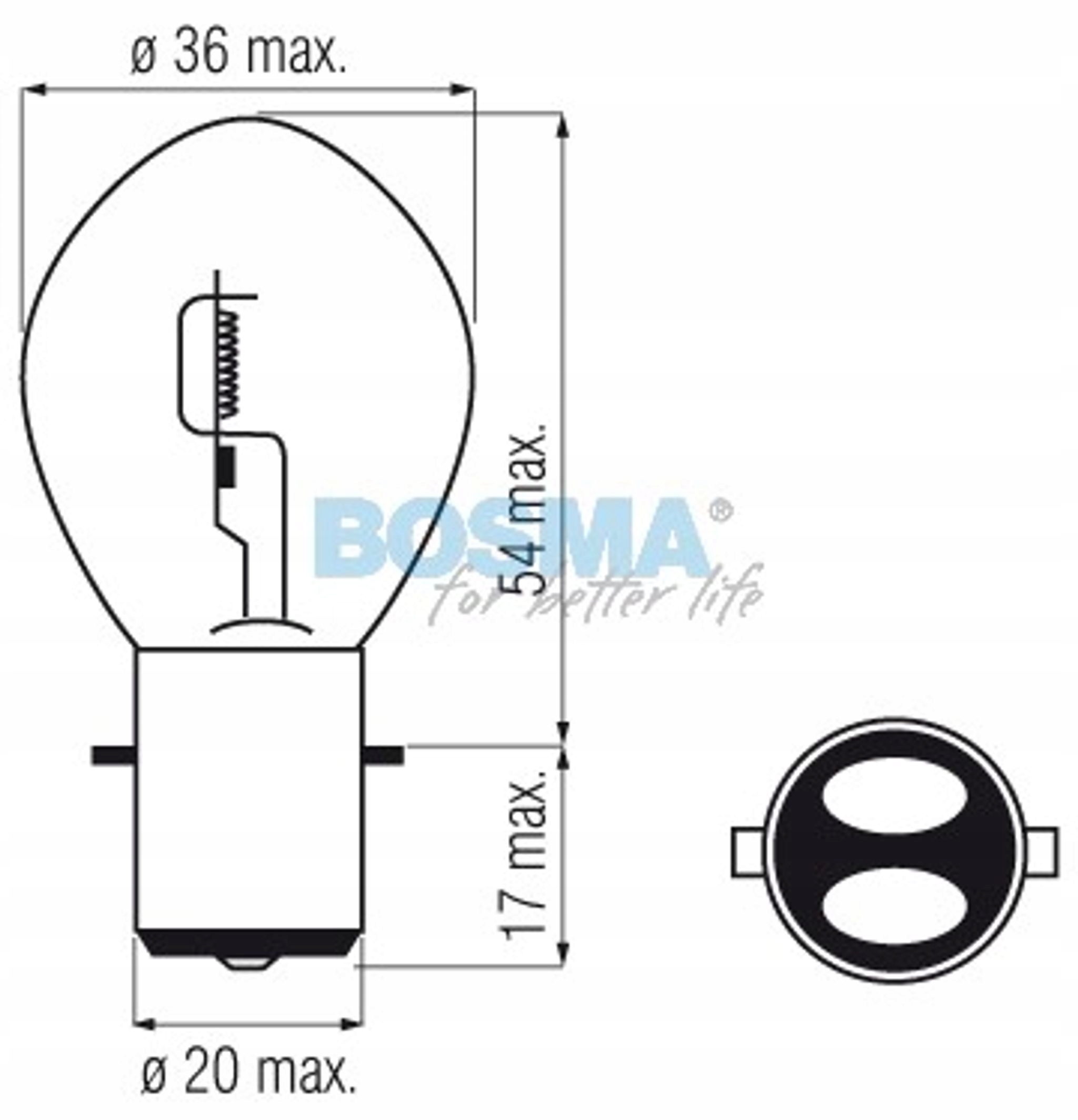 Żarówka 12V 35/35W BA20D S2 Bosma