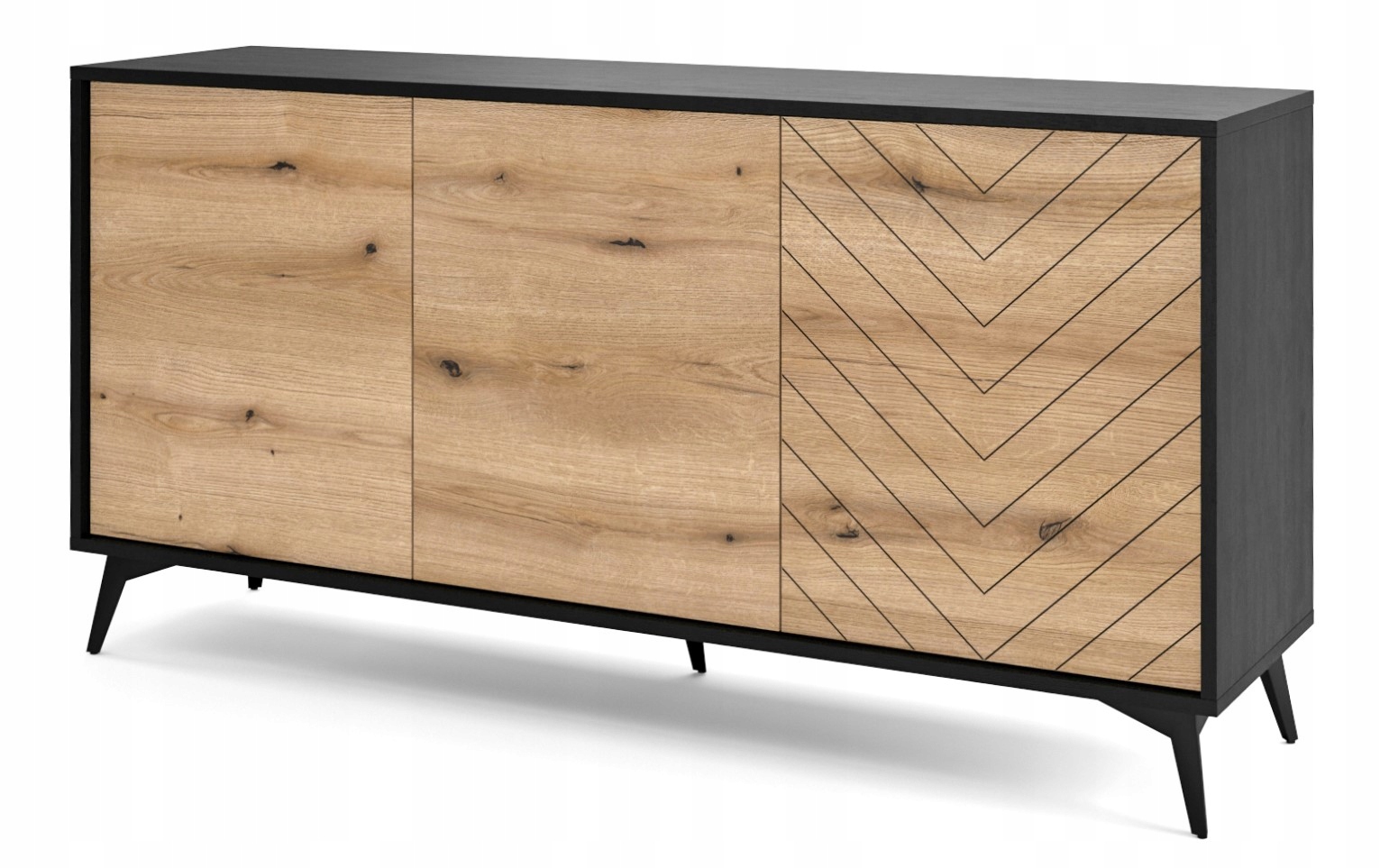 Komoda K154 DIAMOND dąb evoke + czarny jodełka PM